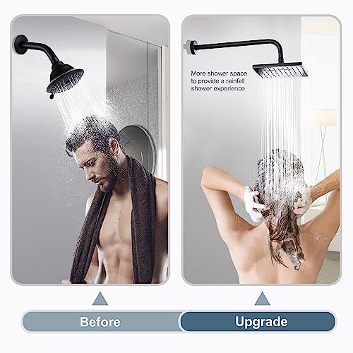 BRIGHT SHOWERS 16-Inch Shower Head Extension Arm with Flange, L Shaped Shower Extender, Extra-Long Stainless Steel Shower Pipe, Oil-Rubbed Bronze - color: Oil Rubbed Bronze, style: L-Shape 16 Inch