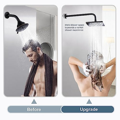 BRIGHT SHOWERS 16-Inch Shower Head Extension Arm with Flange, L Shaped Shower Extender, Extra-Long Stainless Steel Shower Pipe, Oil-Rubbed Bronze - color: Oil Rubbed Bronze, style: L-Shape 16 Inch
