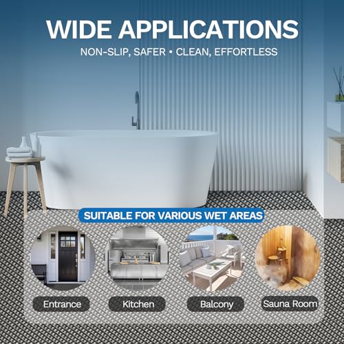 PVC Drainage Floor Mat 3x10Ft, Non-Slip 0.22'' Thick Heavy Duty Mesh Hole Pool Mat, Commercial PVC Mesh Hollow Mats, Outdoor Indoor Rug for Bathroom Patio Bath Shower Wet Area (Grey)