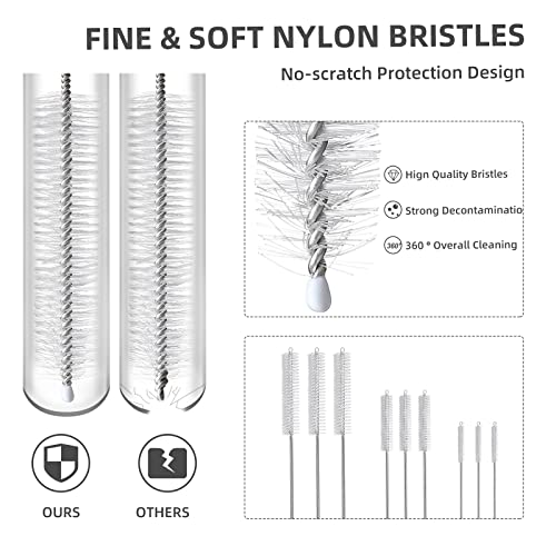 9-Piece Straw Cleaner Brush Kit - for Stanley Mug 40, 30, 20 oz, (3-Size) Extra Long Pipe Cleaners, Straw Cleaning Brush for Tumbler, Sippy Cup, Bottle and Tube