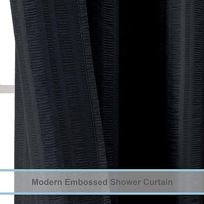 Aiyufeng Moga 3D Embossed Waterproof Fabric Shower Curtain - Hotel Quality Soft Black Shower Curtain Fabric, Light-Weight Cloth & Machine Washable - Standard Size 72x72, Black - color: Black, size: 72"W x 72"L (Pack of 1)