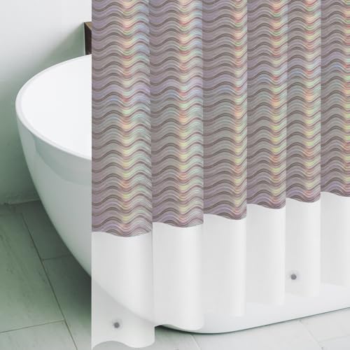 Holographic 3D EVA Shower Curtain Liner Wave, 72x72 Premium Clear Plastic Bathroom Shower Curtain with Rustproof Metal Grommets for Shower Stall, Bathtubs - color: Holo - Wave, size: 72"W x 72"L (Pack of 1)