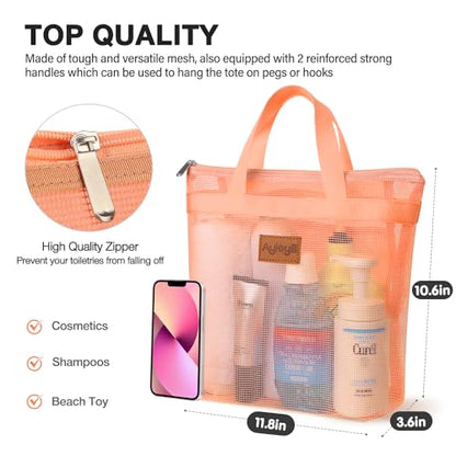 Hommtina 2 Pcs Shower Mesh Caddy Bag Quick Dry Hanging Toiletry and Bath Organizer for Travel and Swimming with Zipper (Pink-Blue) - color: Pink-Blue