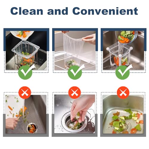 WYIRONG 200 PCS Large Kitchen Disposable Mesh Sink Strainer Bag for Meshmate Waste Rack, Sink Strainer Elastic Anti-Clogging Sink Drain Strainer Collecting Kitchen Food Waste Garbage - size: Large