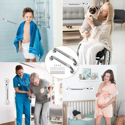 Shower Grab Bar, 1 Pack 12 Inch Bathroom Grab Bar, 304 Stainless Steel 1.25" Diameter Anti-Slip Handicap Grab Bar Support Shower Rail Senior Handrail Shower Safety Bar Handle - size: 12 Inch