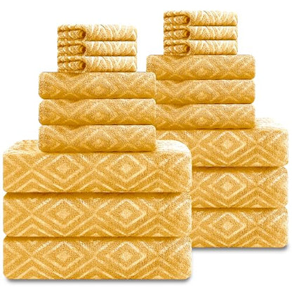 Smuge 18-Piece Bath Towel Set, Include 6 Bath Towel Sheets, 6 Hand Towels and 6 Washcloths - Highly Absorbent Quick Dry 100% Microfiber,Ultra Soft Bathroom Towel Set (Ginger) - color: Ginger, size: 18 Pcs Bath Towel Set