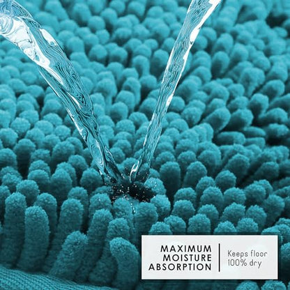 Hearth & Harbor Bathroom Rugs, Chenille Bath Mat - Machine Washable Bath Mats for Bathroom Non-Slip Backing Rubber, Quick Dry Bathroom Mat - color: Teal, style: 17 x 24