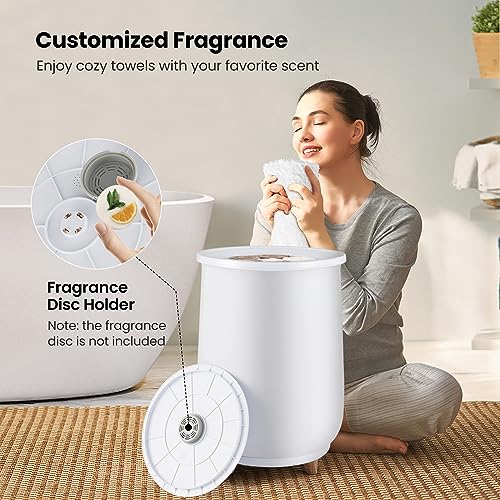 S AFSTAR 23L Towel Warmers for Bathroom - Large Luxury Towel Warmer Bucket with 3 Heat Modes, 4 Timer Settings, Fragrance Disc Holder, Auto Shut Off, Towel Heater for Blankets, Bathrobes (White) - color: White