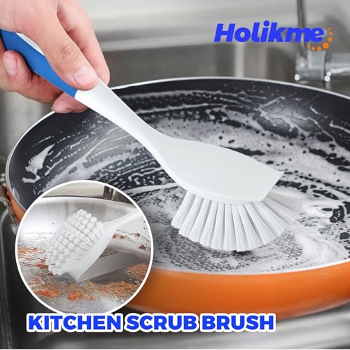 Holikme Dish Brush Cleaning Brush Set for Cleaning Groove Gap,Blue | Dish Brush Set Cleaning Brush Set, Scouring Pad for Cleaning, Groove Gap Brushes for Pot, Pan, Abrasive Wheel Brushes - color: Azul