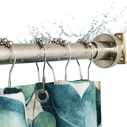 Heavy Duty Shower Rod, Adjustable Shower Curtain Rod, Expandable 47-84 Inch, Permanent Mount Shower Rod, Never Rust Stainless Steel For Window Curtain and Closet, Brushed Nickel - color: BRUSHED NICKEL
