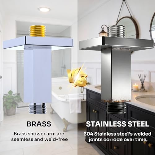 Enga Brass 3 Inch Ceiling Mount Shower Arm with Flange, Chrome - color: Chrome, style: 3 Inch