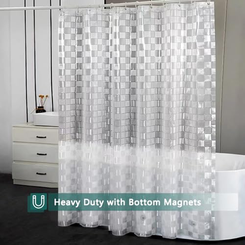 Shower Curtain Liner, 100% Waterproof Peva Shower Curtains with 3 Duty Heavy Bottom Magnets and 12 Rust Proof Grommets, 72x72 Weighted Shower Liner for Shower Stall, Bathtubs - color: 3d Square