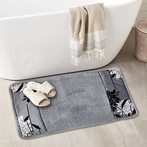 Zahari Home Erica Bathroom Rug Luxury Bath Rug Washable Beautiful Shower Mat Unique Design Stylish Non Slip Shower Mat Grey Rug Bath Shower Tub Decor - color: Erica, style: Bath Rug