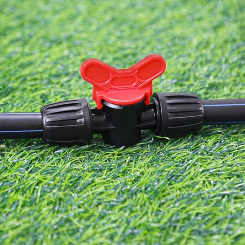 10 Pack 1/2 Inch Drip Irrigation Valve Fittings (1/2" ID x 0.65" OD) - 1/2'' Drip In-Line Shut Off Valve Anti-Drop Barbed Lock Nut Flow Control Valve Connectors for 1/2 Inch Drip Tubing - size: 1/2" Drip Valve