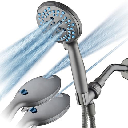 AquaCare New 8-mode High Pressure Handheld Shower Head w/ 2-way Power Wash | Stay Clean Nozzles, Dual Power Wash for Tub, Tile & Pets, Long 6 ft. Stainless Steel Hose, Wall & Overhead Brackets / Modern - color: Modern