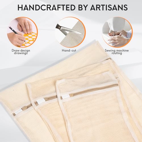 6-Piece Bag, Durable Cotton Mesh Laundry Bag, Sturdy Zipper, Breathable Mesh, Exquisite Laundry Bag for Underwear, Clothes, Pants, Shoes and Socks - color: Beige