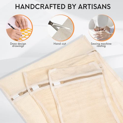 6-Piece Bag, Durable Cotton Mesh Laundry Bag, Sturdy Zipper, Breathable Mesh, Exquisite Laundry Bag for Underwear, Clothes, Pants, Shoes and Socks - color: Beige