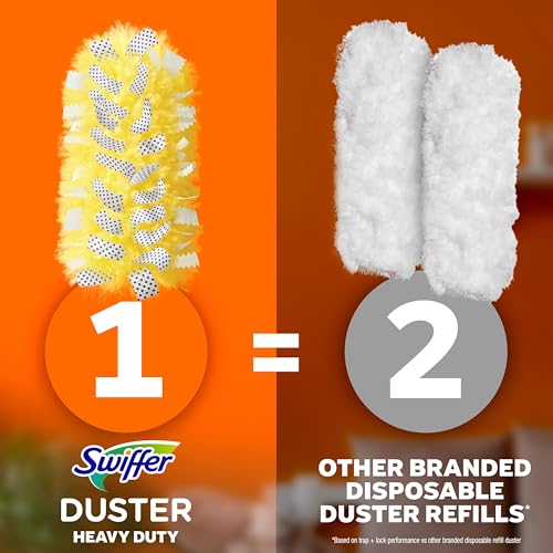 Swiffer Duster Kit with 3 ft Extendable Handle | Includes 1 Duster Extendable Handle (3 ft). 3 Heavy Duty Duster Refills. For Ceiling Fans, Vents, and Hard to Reach Places