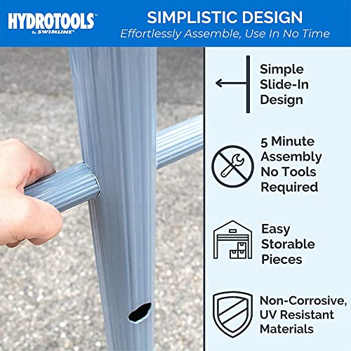 SWIMLINE HYDROTOOLS 89033 Premium Free Standing Poolside Valet Towel Rack Adjustable With Water Weighted Base Three Arms Secure Clips For Outdoors & Indoors Pool Patio Poolside Holder Drying Stand - color: Premium Rack (Gray)