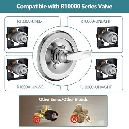 5" Dual Shower Faucet Compatible with 13/14 Series Tub Trim Kit, High Pressure Round Rain Shower Head& Handheld Set Faucet System (Valve& Catridge Not Inclued) - color: Chrome