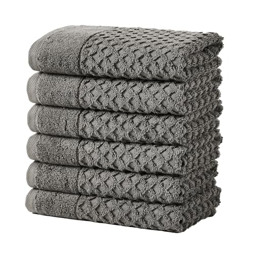 Great Bay Home Hand Towels - 100% Cotton 6 Pack 26x16 Hand Towel Set - Absorbent, Durable, Quick-Dry Towels for Bathroom (Dark Grey) - color: 03 Dark Grey, size: Hand Towel (Pack of 6)