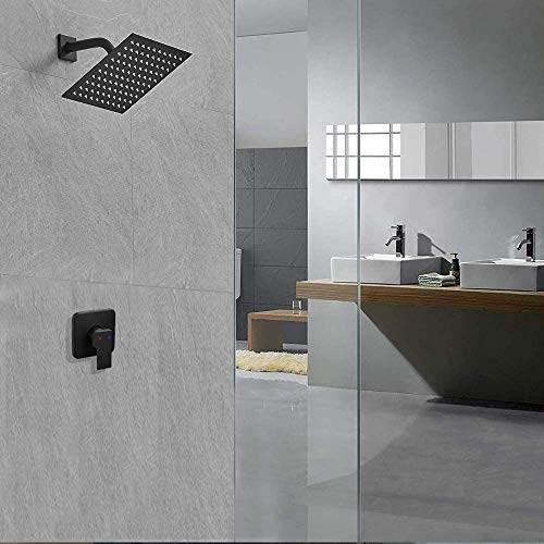 Voolan Rain Shower head, High Pressure Shower Head Made of 304 Stainless Steel, Relaxed Shower Experience Even at Low Water Flow and Pressure (10" Black) - color: Matte Black, size: 10 Inch