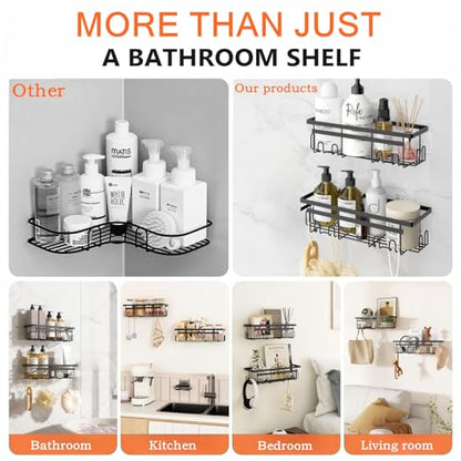 Self Adhesive Shower Caddy, 2-Pack No Drilling Rustproof Bathroom Organizers and Storage with Save Space Hooks, Apartment Essentials for Bathroom, Kitchen & Living Room - style: Style 3
