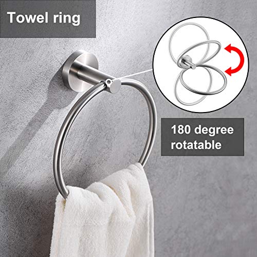 Brushed Nickel Toilet Paper Holder and Hand Towel Ring Set 2 Pieces Bathroom Hardware Accessories Set SUS 304 Stainless Steel Heavy Duty Wall Mounted Bathroom Holder… - color: Brushed Nickel
