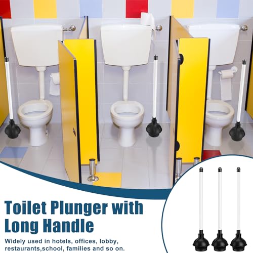 Hushee 4 Pcs Toilet Plungers Bulk Heavy Duty Commercial Plunger Double Thrust Rubber Force Cup with Handle for Bathroom Showers Kitchens Hotel 20.3" x 4.5"