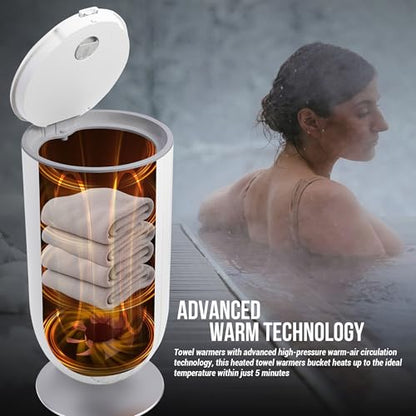 Large 27L Bathroom Towel Warmer Dryer – 5-Min Rapid Heat, 4 Modes, Auto Flip-Top, Aromatherapy, Night Light & ETL Certified for Towels, Blankets & Clothes. (White) - color: White (Flip Top)