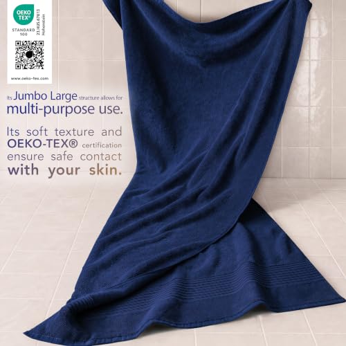 Cotton Paradise 100% Cotton Turkish Towel Set, Soft Absorbent Quick Dry, 2 Piece 35x70 Bath Sheet Set, Navy Blue - color: Navy Blue, size: 35"x70"