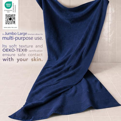 Cotton Paradise 100% Cotton Turkish Towel Set, Soft Absorbent Quick Dry, 2 Piece 35x70 Bath Sheet Set, Navy Blue - color: Navy Blue, size: 35"x70"