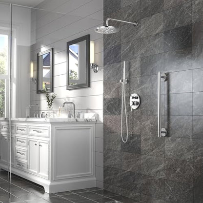 Lava Odoro Modern Rain Shower System Faucet Set, SF104-C | 2-Setting Round Shower Valve Trim Kit, Chrome Shower Head Set with Sprayer, 10 Inch, Rough-in Valve Included - color: Chrome, style: Without Tub Spout