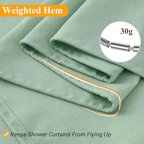 Aqua Green 42 Inch Shower Curtain - Stall Narrow Half Linen Ultra Thick Fabric Shower Curtain Set with Hooks, Boho Farmhouse Rustic RV Camper Bath Curtains for Bathroom, 42x72 - color: Aqua Green, size: 42"W x 72"L (Pack of 1)