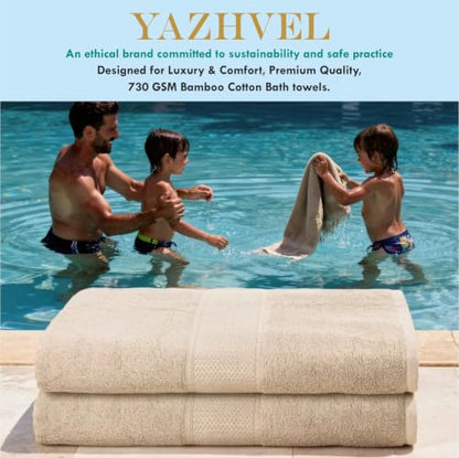 Bamboo Viscose Bath Towel Set Terry - Pack of 6 - Taupe - 30 x 60 in – 60% Viscose Derived from Bamboo 40% Cotton – 730 GSM Plush & Soft Feel - Oeko-TEX Certified - Spa-Luxe Drying Comfort - color: Taupe