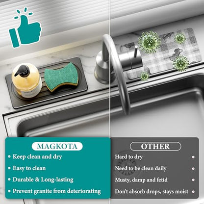 Water Absorbing Stone Tray, Quick Drying Diatomite Bathroom Tray Countertop, Stone Drying Mat for Kitchen Counter, Soap Dish Dispenser Vanity Organizer, Dark Grey-A-9.8" x 4" - color: 9.8" X 4"-dark Grey-a