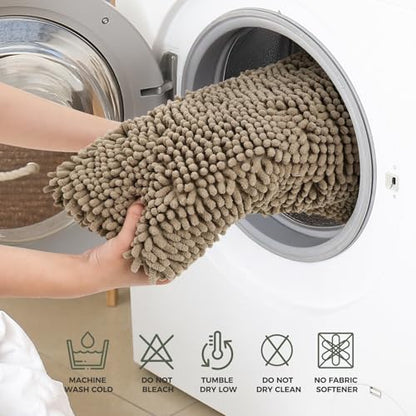 Bcoimo U Shaped Bath Rug Mat Set,2 Piece Chenille Latte Toilet Bathroom Rug | Extra Soft Bathroom mat set;Non Slip with Rubber Back Bath Mats;High Absorbent And Quick Dry Microfiber mat; Machine Washable - color: Latte, size: U24×20 Plus 30×20