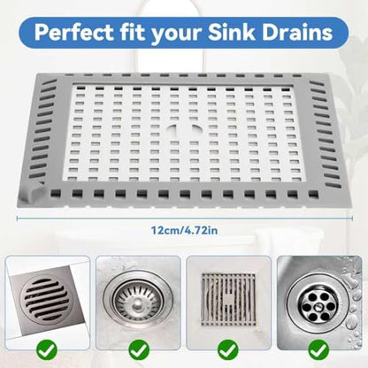 Shower Drain Hair Catcher,4.72",Hair Catcher for Bathroom Drain,Sink,Tub | Shower Drain Cover Protector,Easy Installation Clean,Prevents Clogged For Bath/Laundry room/Kitchen/Floor Drain,Sink,Bathtub - size: Square 4.72 inch