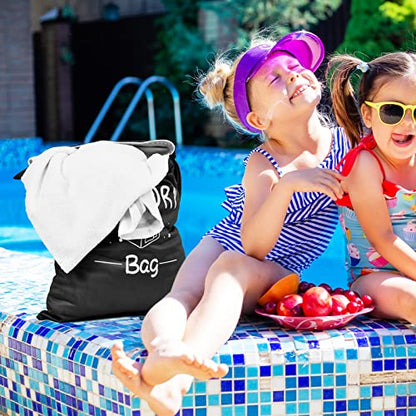 2 Pcs Travel Laundry Bag Waterproof Wet Dry Bag Washable Dirty Clothes Bathing Suit Workout - color: Black+Grey