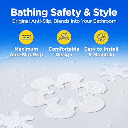 COMPAC HOME Safe-T-Shapes Anti-Slip Bathroom Decals - 7 Large White Daisies with Removable Inner Daisies (14 Total), Flexible Non-Slip Tub & Shower Safety, Decorative Design - size: Large