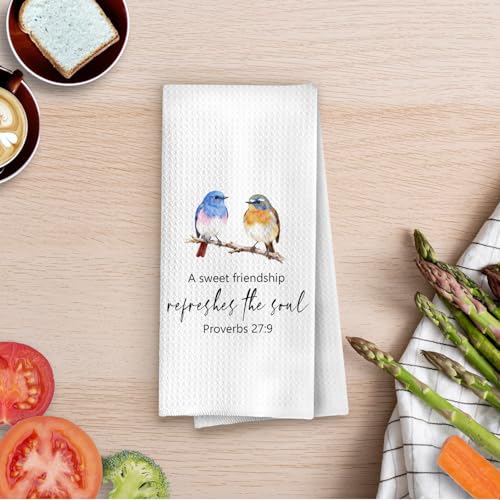 Friendship Christian Kitchen Towels - Bible Verse Gifts Decorative Waffle Dish Towels, Bird Gift Hand Towel, Christian Gifts Tea Towel, 16×24 Inches - color: Christian- 14