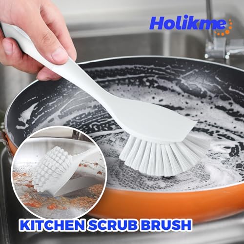 Holikme Dish Brush Cleaning Brush Set for Cleaning Groove Gap,White | Dish Brush Set Cleaning Brush Set, Scouring Pad for Cleaning, Groove Gap Brushes for Pot, Pan, Abrasive Wheel Brushes - color: White