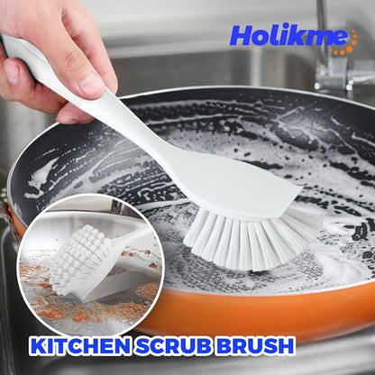 Holikme Dish Brush Cleaning Brush Set for Cleaning Groove Gap,White | Dish Brush Set Cleaning Brush Set, Scouring Pad for Cleaning, Groove Gap Brushes for Pot, Pan, Abrasive Wheel Brushes - color: White
