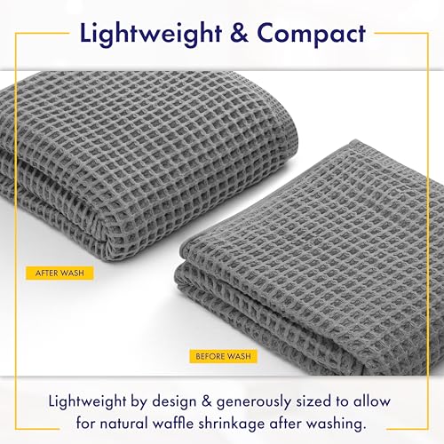 Alusa Home Ultra Soft Viscose from Bamboo Waffle Towels - Lightweight Bath Towel Set of 6 - Compact, Quick Dry & Lint Free (Pewter Grey) - color: Pewter