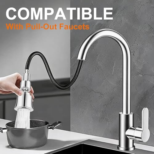 Metal Swivel Sink Faucet Aerator/Extender | 360° Swivel Faucet Sprayer Nozzle for Kitchen Bathroom, Dual Modes Sink Sprayer Attachment, Anti-clogging Design, Silver - color: Chrome