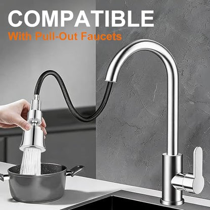 Metal Swivel Sink Faucet Aerator/Extender | 360° Swivel Faucet Sprayer Nozzle for Kitchen Bathroom, Dual Modes Sink Sprayer Attachment, Anti-clogging Design, Silver - color: Chrome