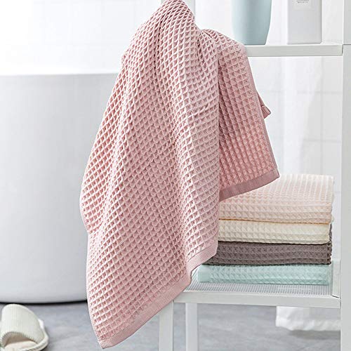 Cotton Material Waffle Bath Towel Soft Absorbent Towel for Bathroom Hotel Household Quick Drying(Blue 70 x 140cm) - size: Blue 70 x 140cm