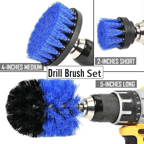Drill Power Cleaning Brush Set of 4, Power Scrubber Brushes with Extended Attachment, All Purpose for Floor, Tub, Shower, Tile, Bathroom and Kitchen Surface, Blue - color: Blue