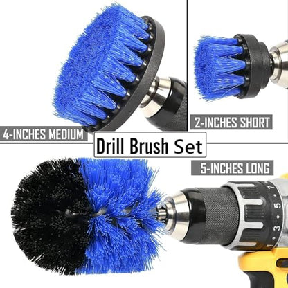 Drill Power Cleaning Brush Set of 4, Power Scrubber Brushes with Extended Attachment, All Purpose for Floor, Tub, Shower, Tile, Bathroom and Kitchen Surface, Blue - color: Blue
