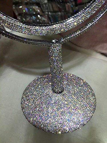 TISHAA Bling Vanity Mirror, Crystal Rhinestone Makeup Mirror, Double Sided with 2X Magnification